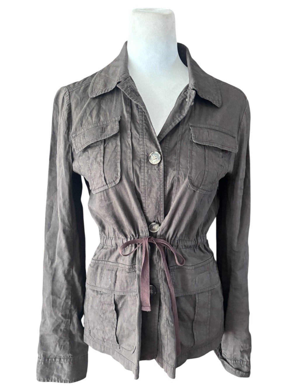 Theory Size 6 Brown Utility Safari Jacket Drawstring Waist